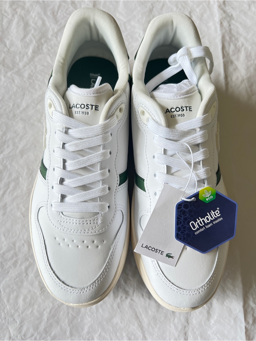 Lacoste T-Clip Golf Leather Shoes White Green Spikeless Sneaker Mens 9 NWT